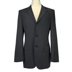 HUGO BOSS The Who Sharp Mens 100% Virgin‎ Wool Charcoal Grey Stripe Blazer 40L